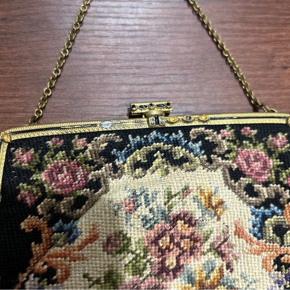 Antique Victorian 1920's Art Deco Petit Point Czechoslovakia Purse Floral - Picture 2 of 4